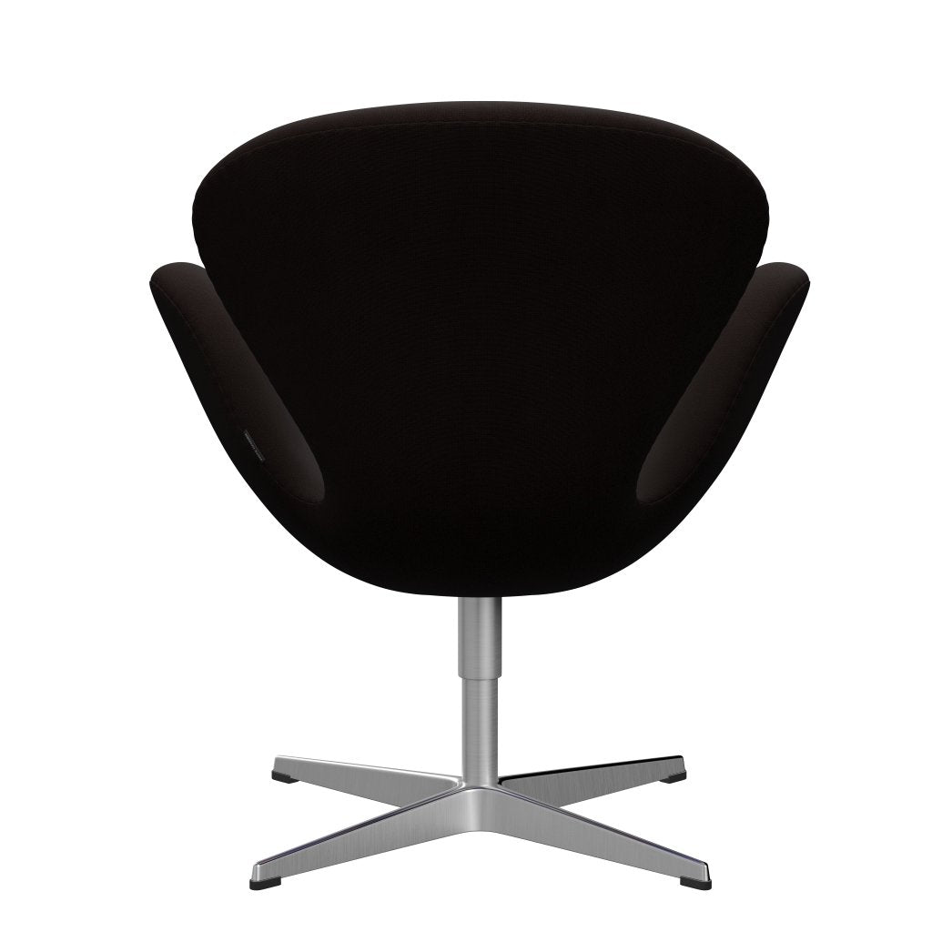 Sedia fritz Hansen Swan Lounge, alluminio spazzolato in raso/fama marrone scuro