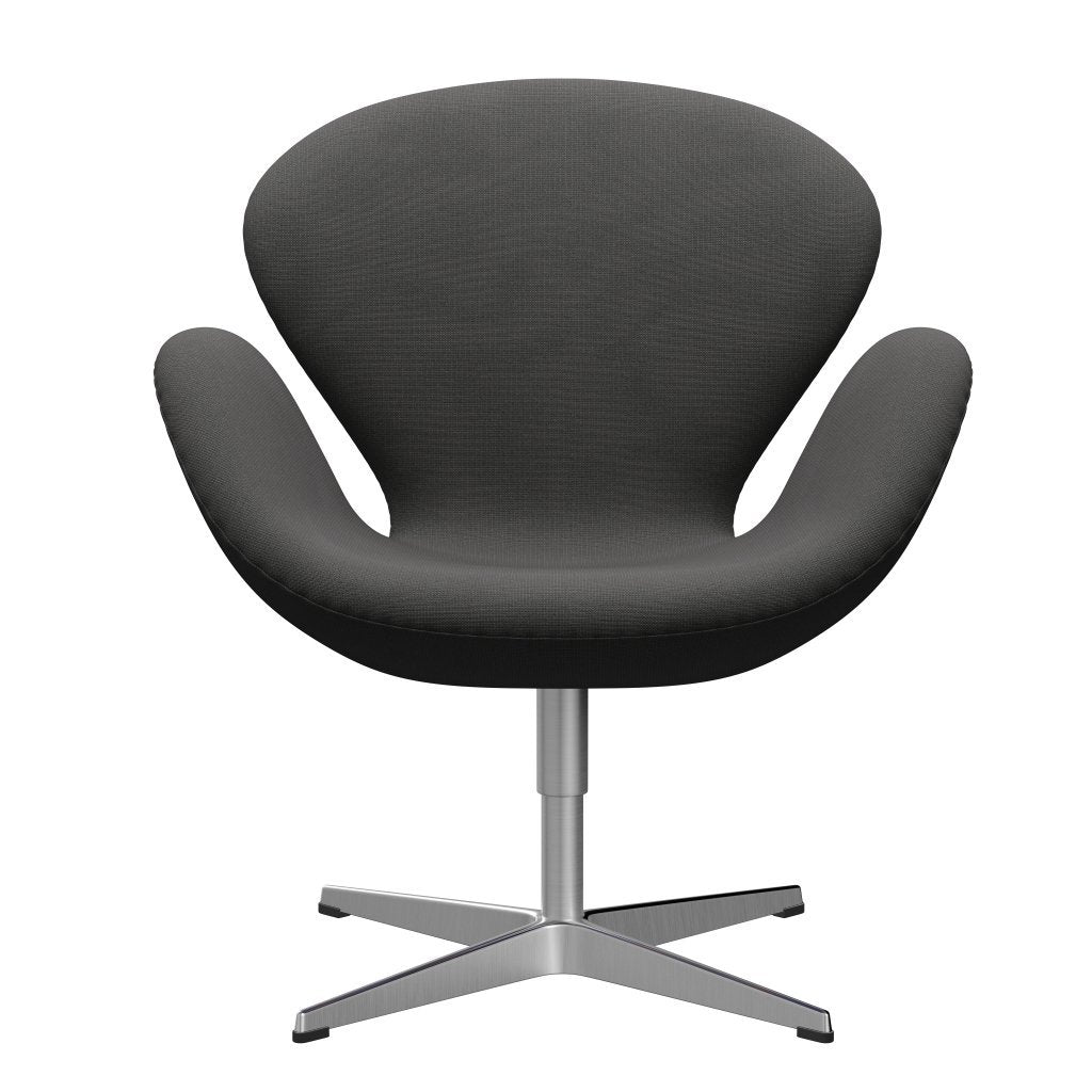 Fritz Hansen Chaise salon de cygne, aluminium / renommée brossée en satin gris foncé