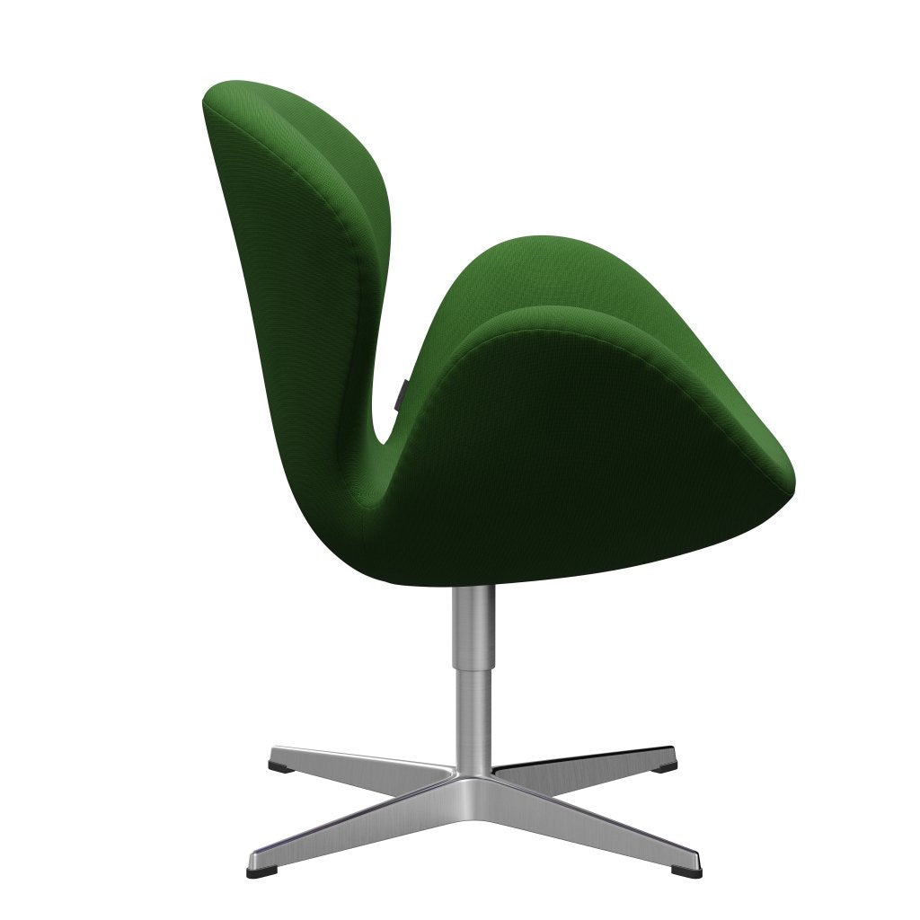 Sedia da salone Fritz Hansen Swan, alluminio spazzolato in raso/erba di fama verde