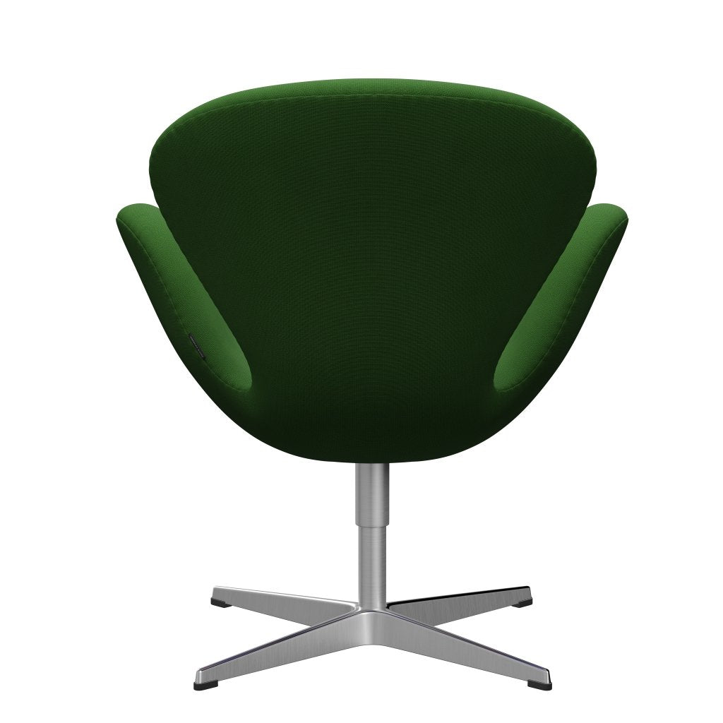 Sedia da salone Fritz Hansen Swan, alluminio spazzolato in raso/erba di fama verde