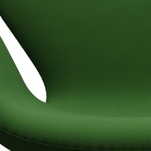 Fritz Hansen Chaise de salon de cygne, aluminium / renommée brossée en satin vert