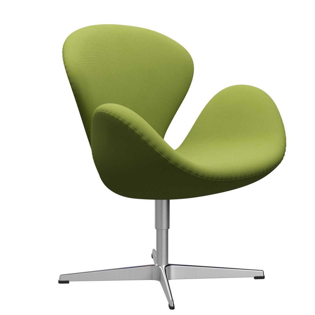 Fritz Hansen Chaise de salon de cygne, aluminium / renommée brossée en satin vert