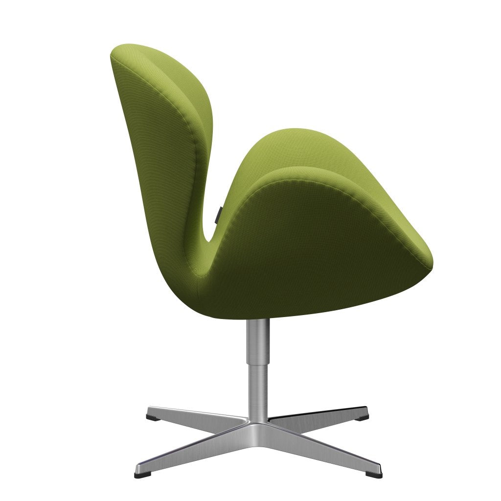 Fritz Hansen Chaise de salon de cygne, aluminium / renommée brossée en satin vert