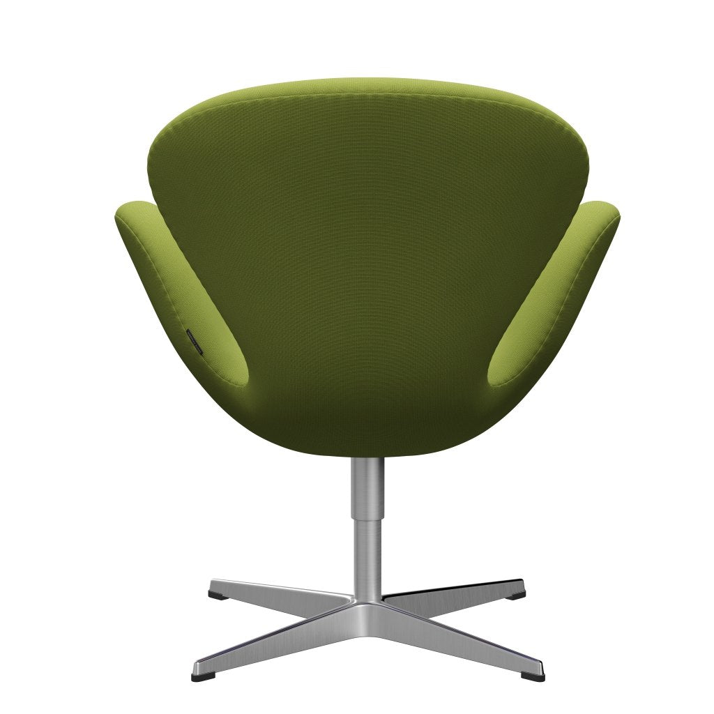 Fritz Hansen Chaise de salon de cygne, aluminium / renommée brossée en satin vert