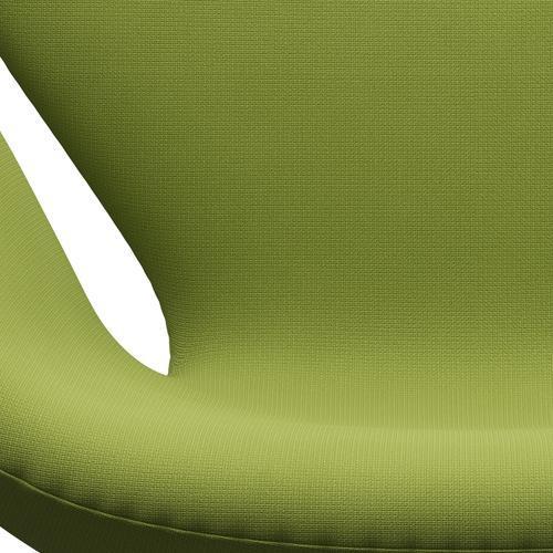 Fritz Hansen Chaise de salon de cygne, aluminium / renommée brossée en satin vert