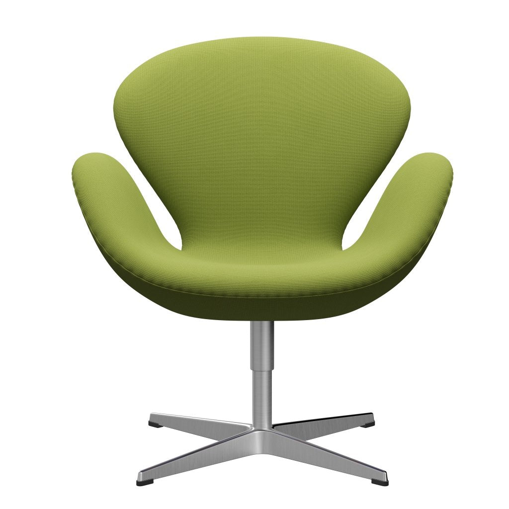 Fritz Hansen Chaise de salon de cygne, aluminium / renommée brossée en satin vert