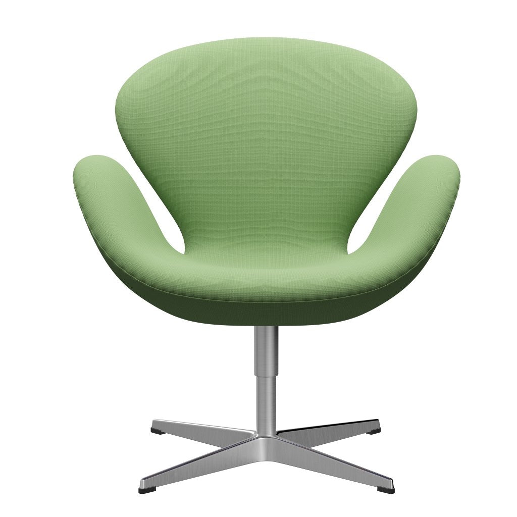 Fritz Hansen Chaise salon de cygne, aluminium / renommée brossée en satin vert clair