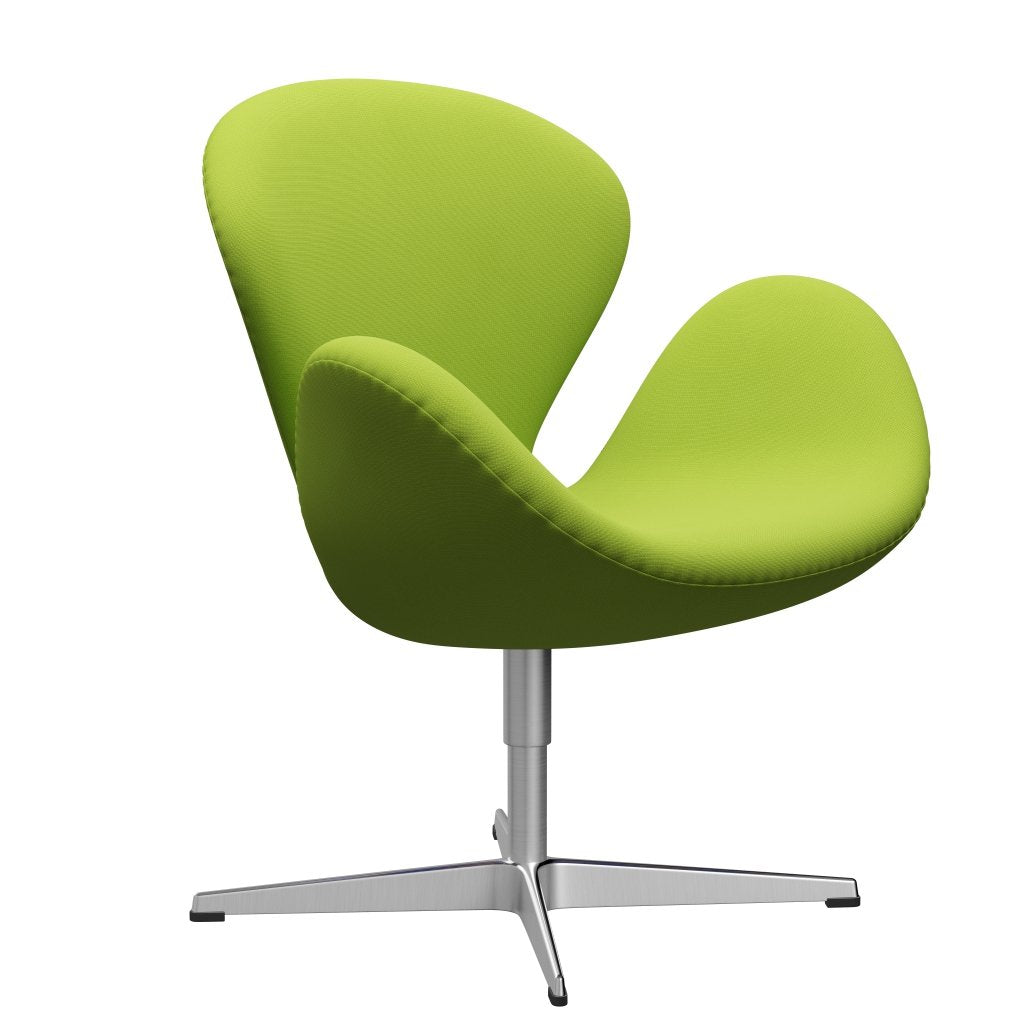 Sedia fritz Hansen Swan Lounge, alluminio spazzolato in raso/Fame Green