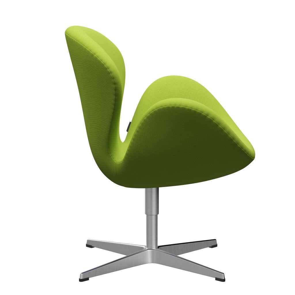 Sedia fritz Hansen Swan Lounge, alluminio spazzolato in raso/Fame Green