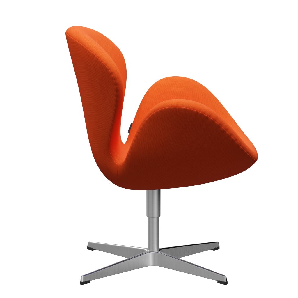 Sedia da salone Swan Fritz Hansen, in alluminio spazzolato in raso/arancione della fama (63016)