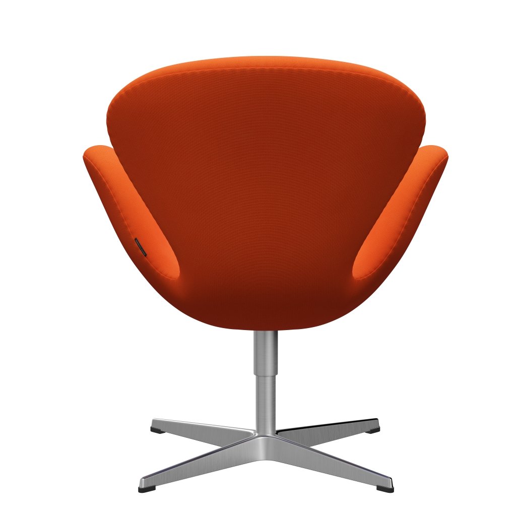 Sedia da salone Swan Fritz Hansen, in alluminio spazzolato in raso/arancione della fama (63016)