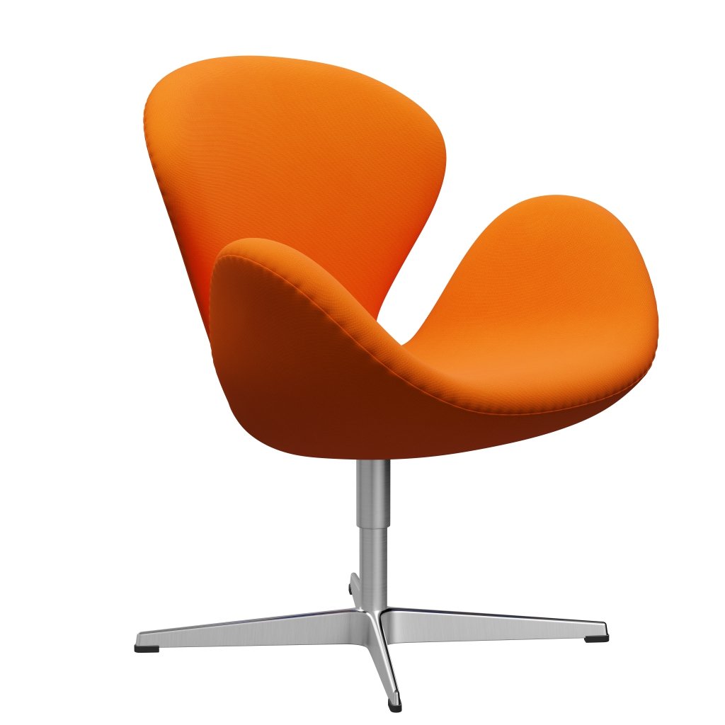 Fritz Hansen Chaise salon de cygne, Orange en aluminium / renommée brossé en satin (63077)