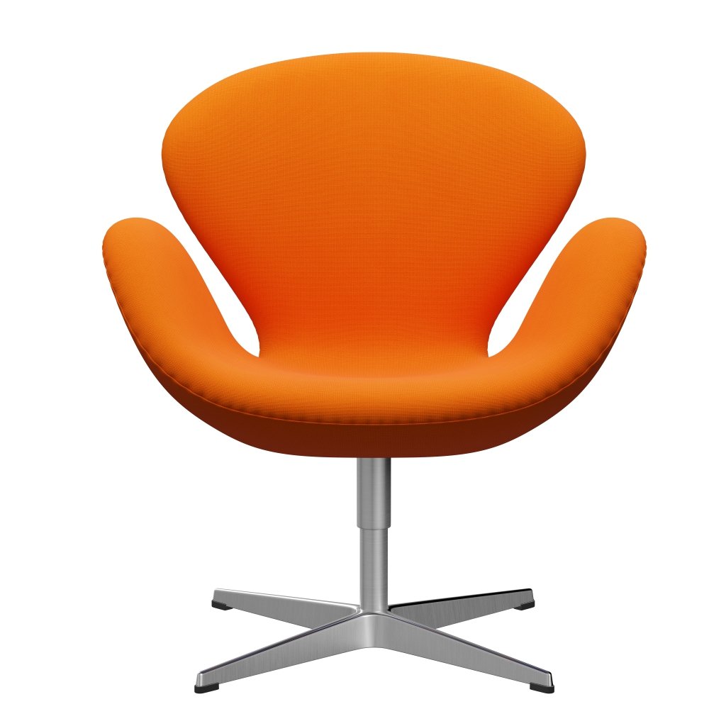 Fritz Hansen Chaise salon de cygne, Orange en aluminium / renommée brossé en satin (63077)