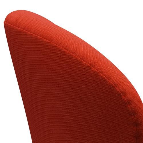 Sedia fritz Hansen Swan Lounge, alluminio spazzolato in raso/Fame Orange Dark