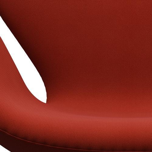 Sillón Fritz Hansen Swan, aluminio cepillado con satén/fama naranja rojo