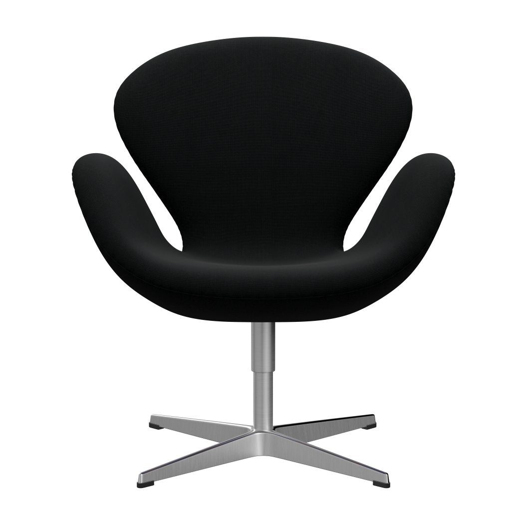 Sedia fritz Hansen Swan Lounge, alluminio spazzolato in raso/Fame nero