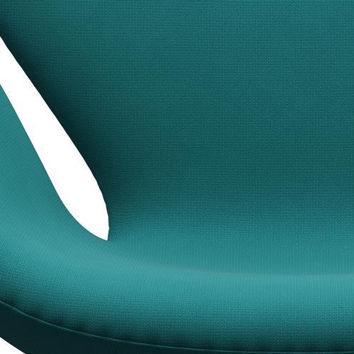 Fritz Hansen Chaise salon de cygne, turquoise en aluminium / renommée brossé en satin (67016)