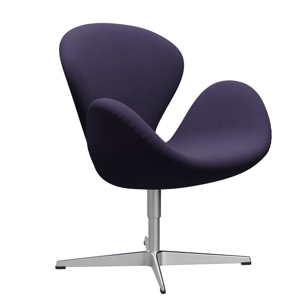 Fritz Hansen Chaise salon de cygne, satin brossé en aluminium / renommée violet sombre