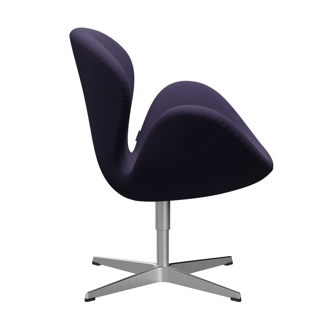 Sedia fritz Hansen Swan Lounge, Viola Dark Alluminio/Fame Spazzote di raso