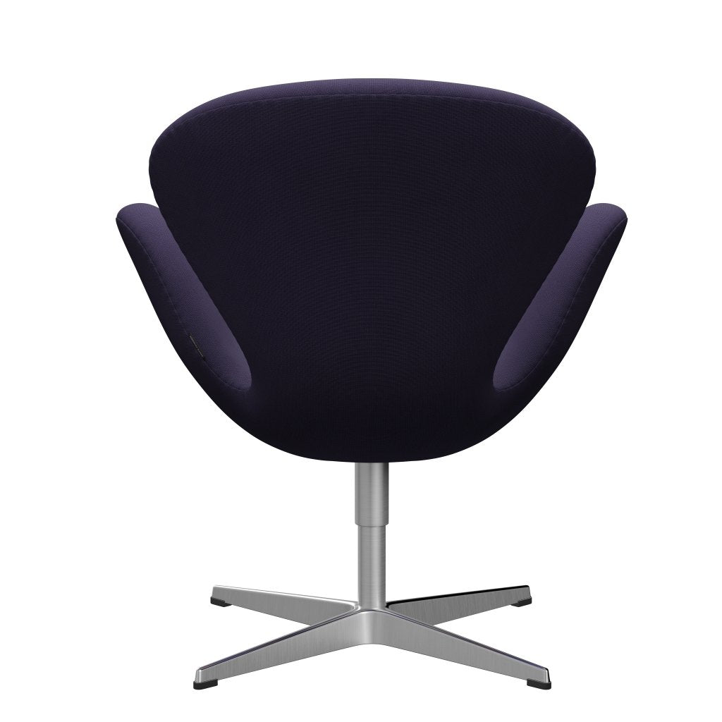 Fritz Hansen Chaise salon de cygne, satin brossé en aluminium / renommée violet sombre