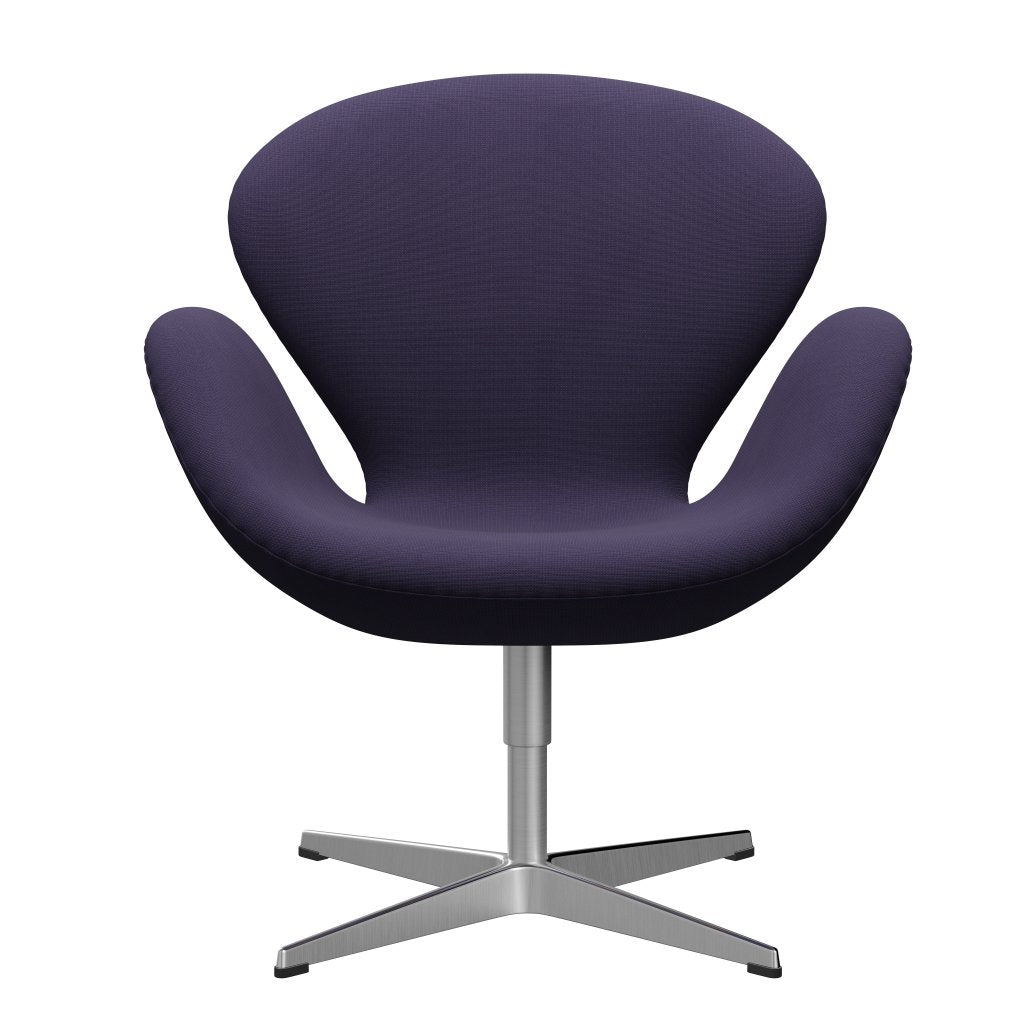 Sedia fritz Hansen Swan Lounge, Viola Dark Alluminio/Fame Spazzote di raso