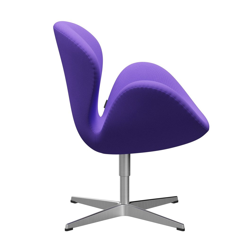 Sedia fritz Hansen Swan Lounge, Luce viola in alluminio/fama spazzolato in raso