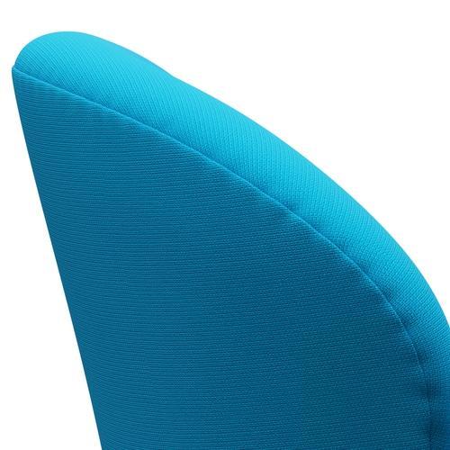 Fritz Hansen Chaise salon de cygne, aluminium / renommée brossée en satin turquoise chaude