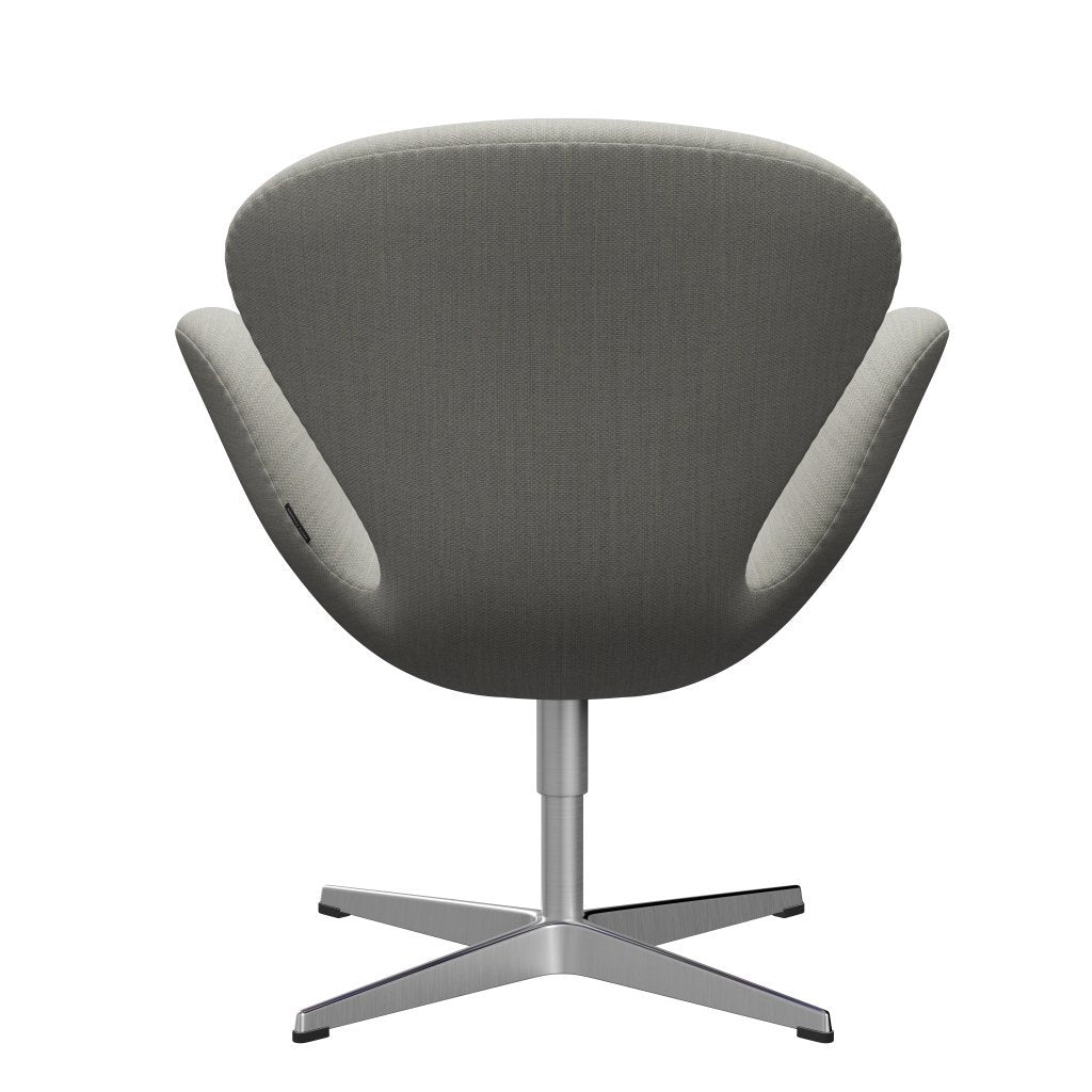 Sedia fritz Hansen Swan Lounge, alluminio spazzolato in raso/fiord beige/pietra