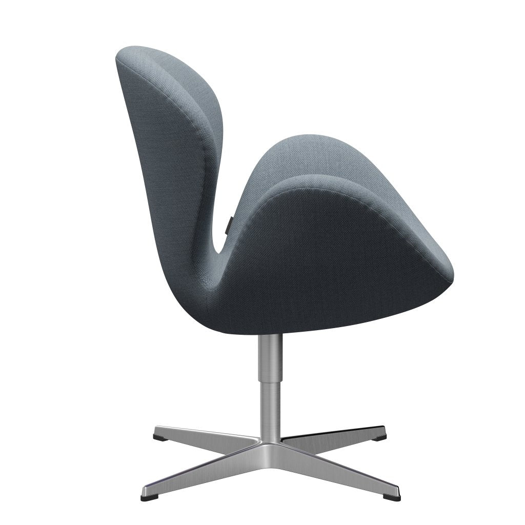 Fritz Hansen Swan Lounge -stoel, satijnen geborsteld aluminium/fiord blauw/grijs