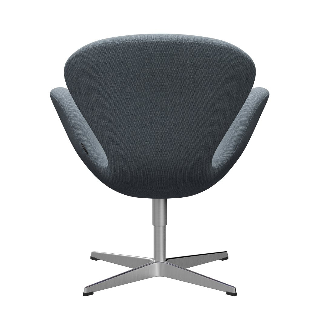 Fritz Hansen Chaise salon de cygne, aluminium brossé en satin / bleu fiord / gris