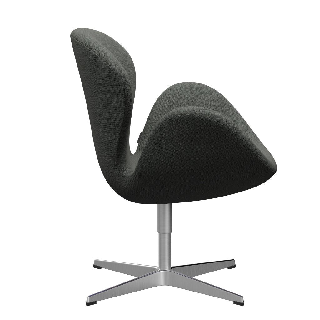 Sillón Fritz Hansen Swan, aluminio cepillado con satén/fiord marrón/gris