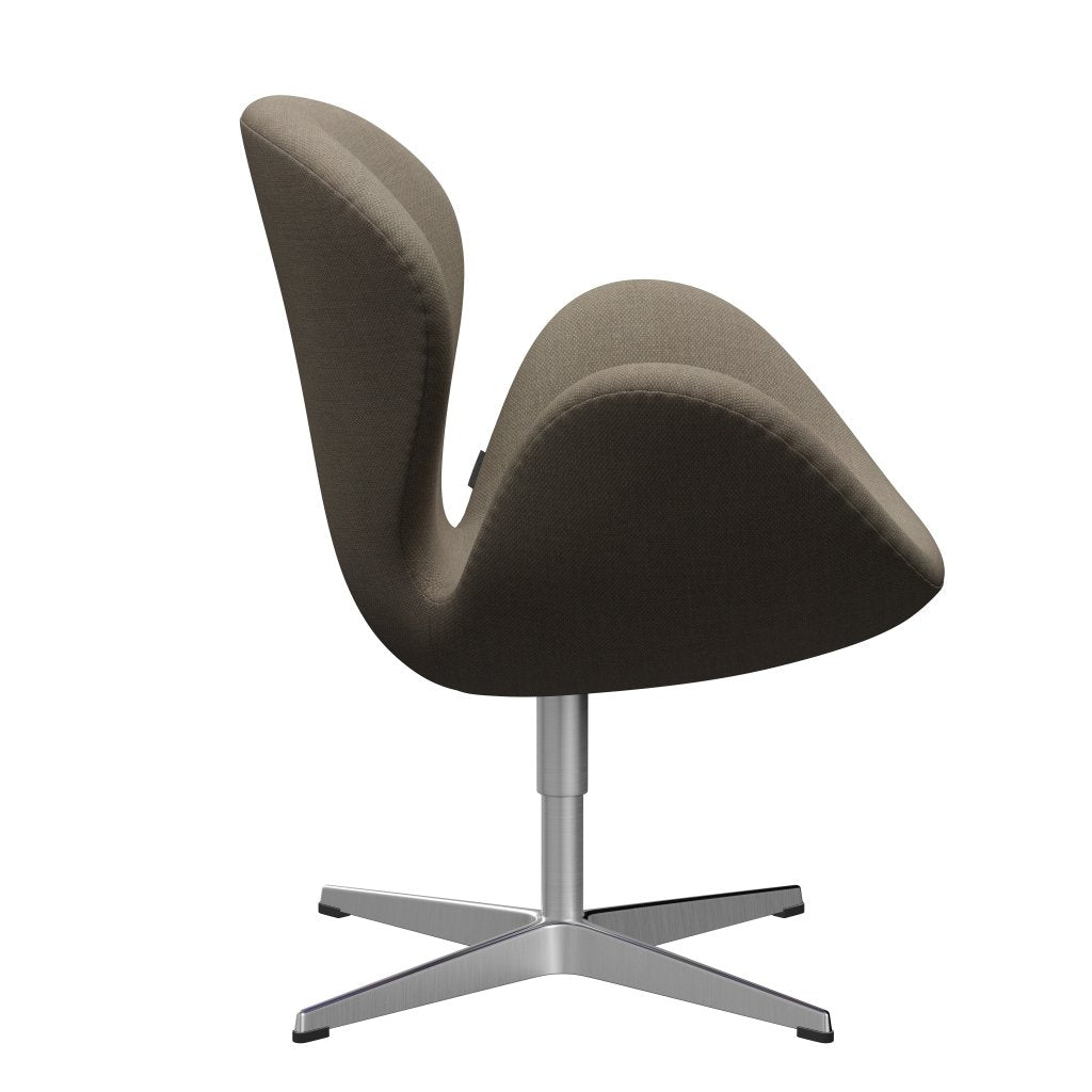 Fritz Hansen Swan Lounge -tuoli, satiini harjattu alumiini/Fiord Brown/Stone