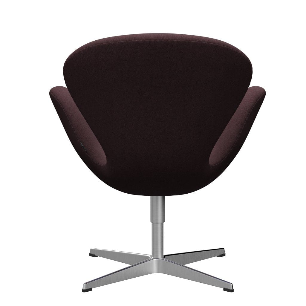 Sedia da salotto di fritz Hansen Swan, alluminio spazzolato in raso/Borgogna Fiord