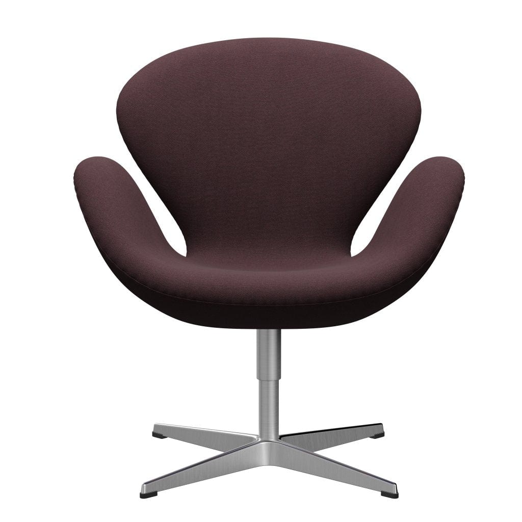 Sedia da salotto di fritz Hansen Swan, alluminio spazzolato in raso/Borgogna Fiord