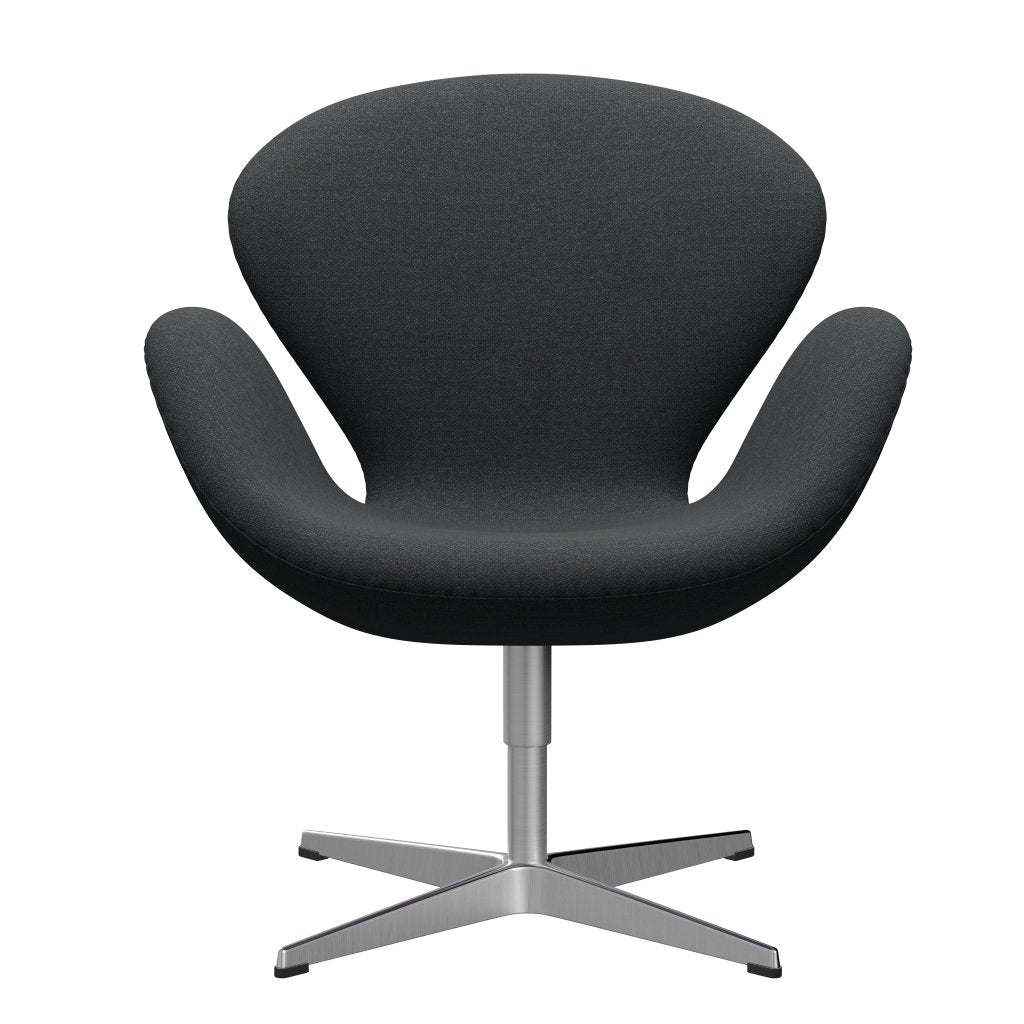 Fritz Hansen Chaise salon de cygne, aluminium brossé en satin / gris foncé de fiord multicolore