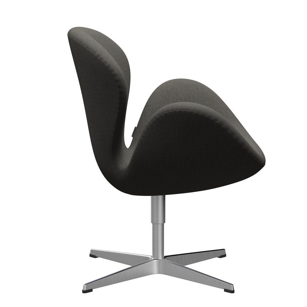 Fritz Hansen Swan Lounge Chair, Satin Brushed Aluminium/Fiord Dark Grey/Stone