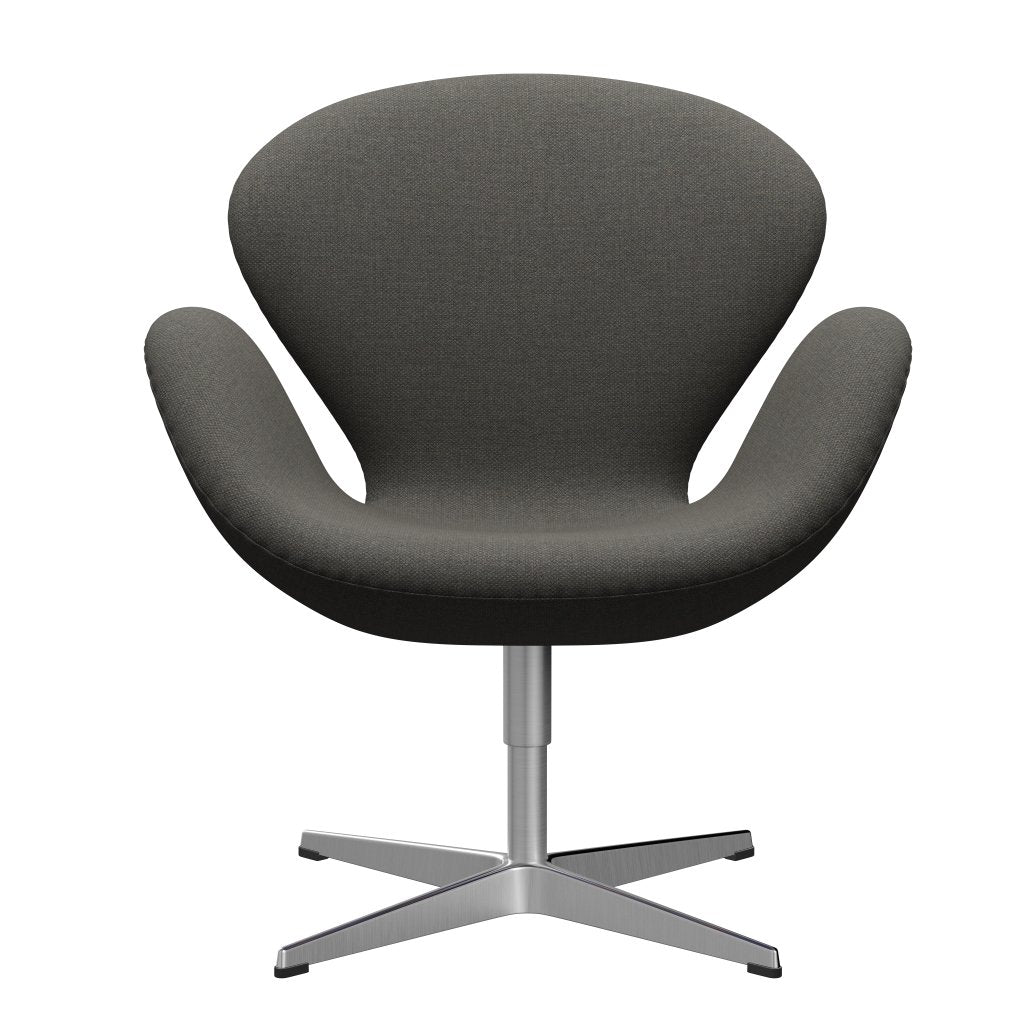 Sedia fritz Hansen Swan Lounge, alluminio spazzolato in raso/fiord grigio scuro/pietra