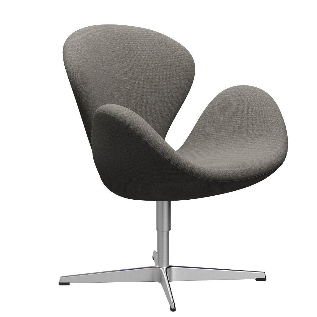 Fritz Hansen Swan Lounge Chair, Satin Brushed Aluminium/Fiord Grey/Stone