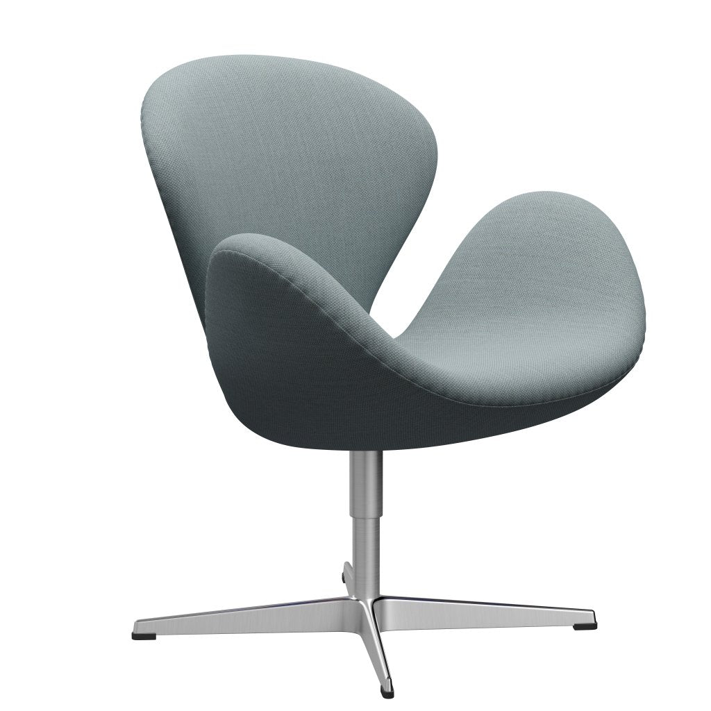 Fritz Hansen Swan Lounge stol, satin børstet aluminium/fiord grøn/blå/sten