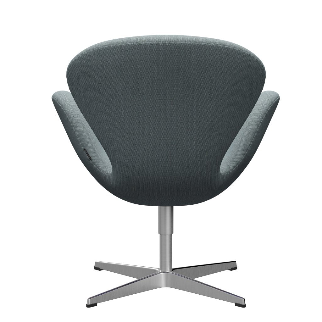 Fritz Hansen Swan Lounge -stoel, satijnen geborsteld aluminium/fiord groen/blauw/steen