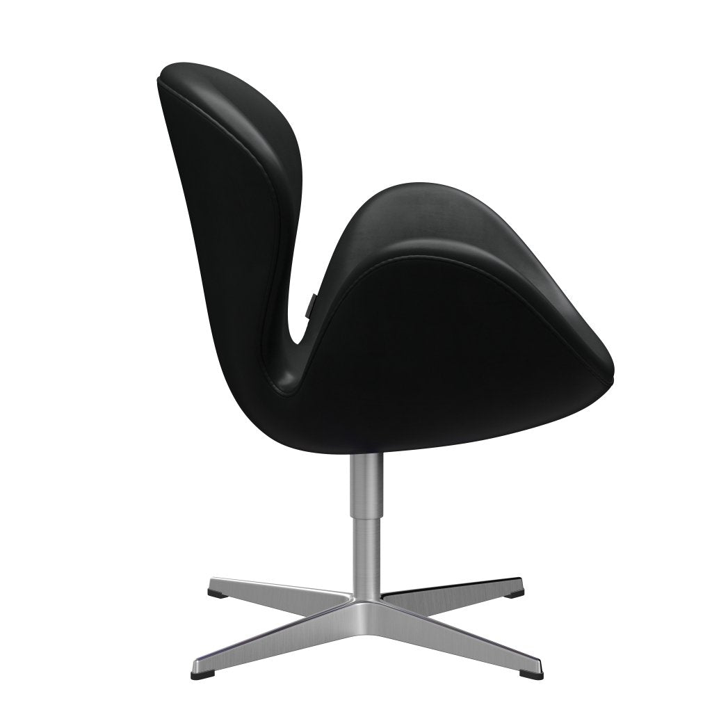 Fritz Hansen Swan Lounge Sillón, aluminio cepillado por satén/Grace Negro