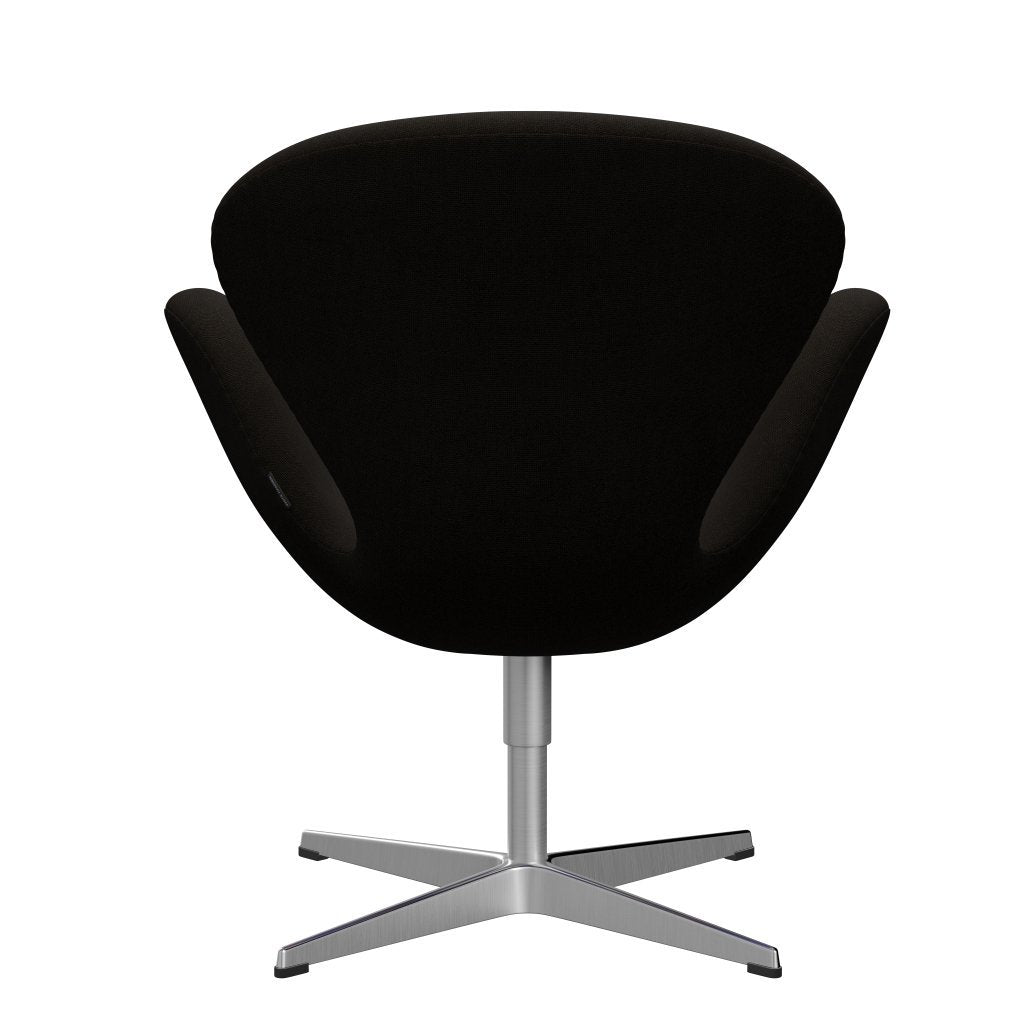 Sedia fritz Hansen Swan Lounge, alluminio spazzolato in raso/Hallingdal Brown scuro