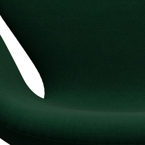 Fritz Hansen Chaise salon de cygne, satin en aluminium brossé / bouteille d'Hallingdal Green