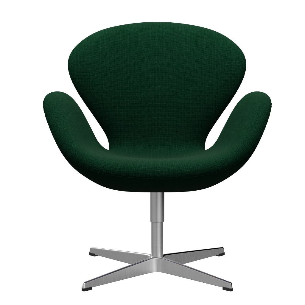 Fritz Hansen Swan Lounge Chair, Sating Brushed Aluminium/Hallingdal Bottle Green