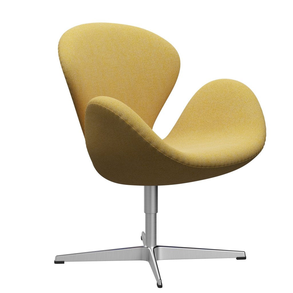 Fritz Hansen Swan Lounge Chair, Satin Brushed Aluminium/Hallingdal Yellow/White