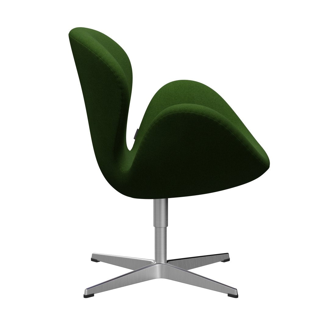 Sedia fritz Hansen Swan Lounge, alimentazione in alluminio spazzolato/erba di Hallingdal verde