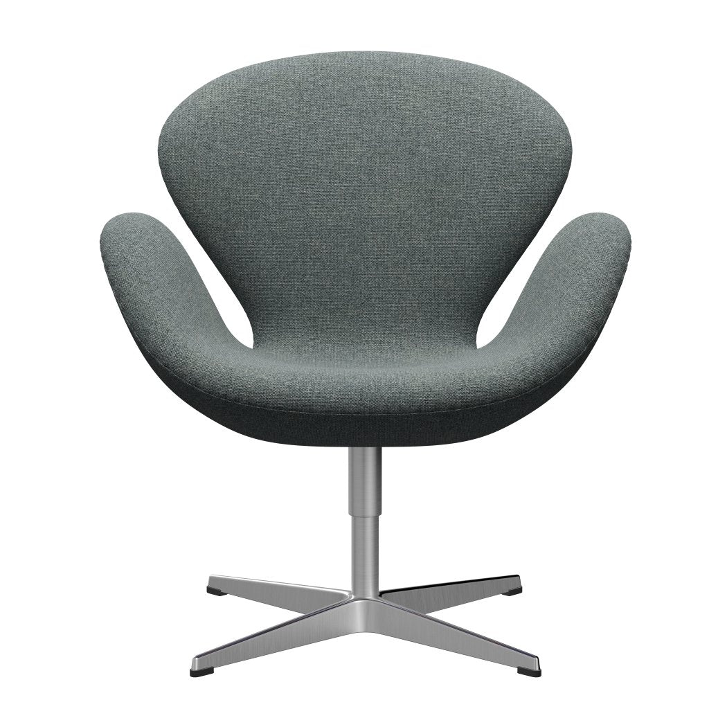 Fritz Hansen Swan Lounge Chair, Sating Brushed Aluminium/Hallingdal Grey