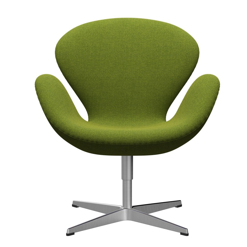 Fritz Hansen Chaise salon de cygne, aluminium brossé en satin / vert hallingdal