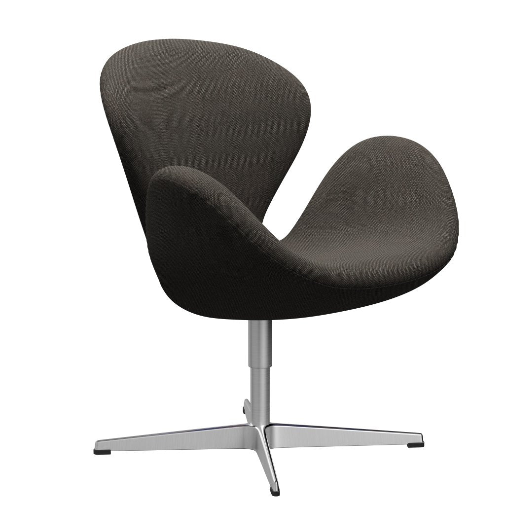 Fritz Hansen Swan Lounge Chair, SatingBrushed Aluminium/Hallingdal Charcoal Light