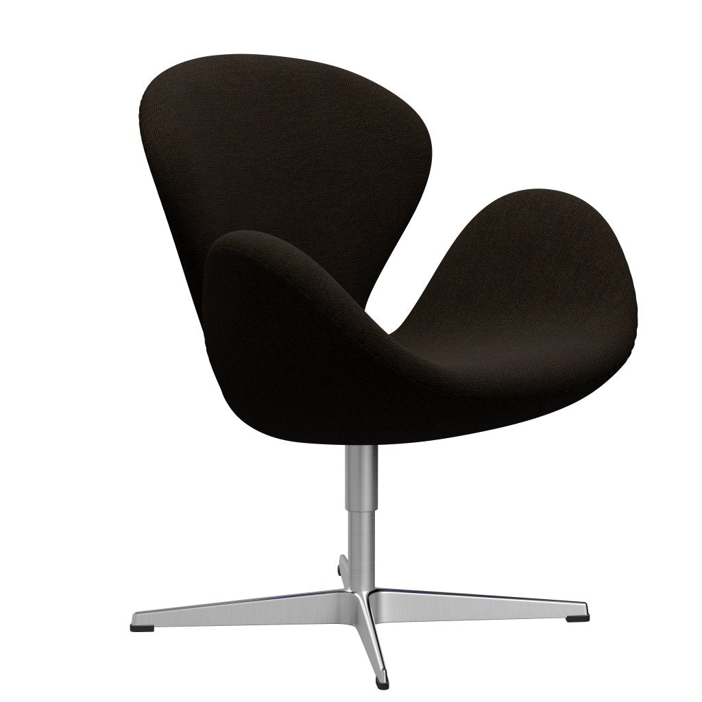 Sillón Fritz Hansen Swan, aluminio cepillado por satén/Hallingdal Negro/Marrón